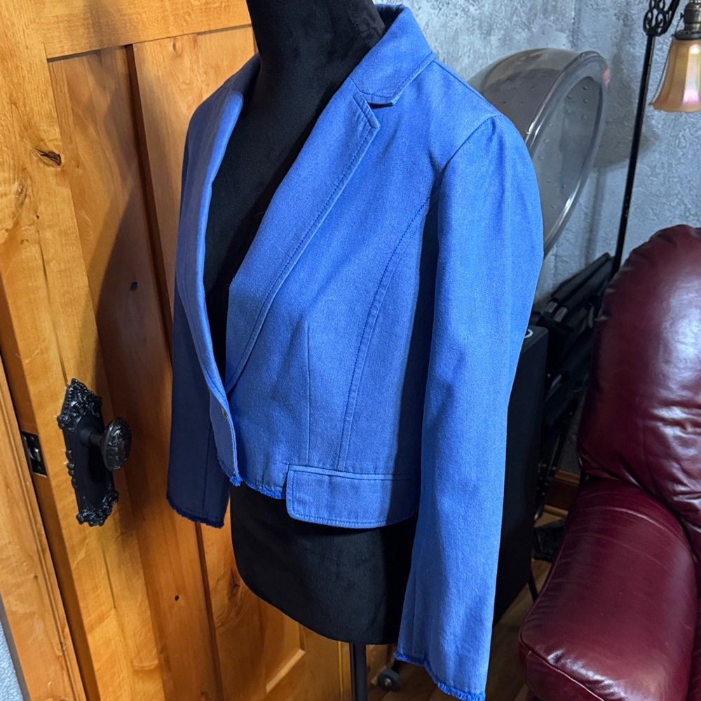 Anthropologie Blue Women's Cropped Blazer - Picture 5 of 6